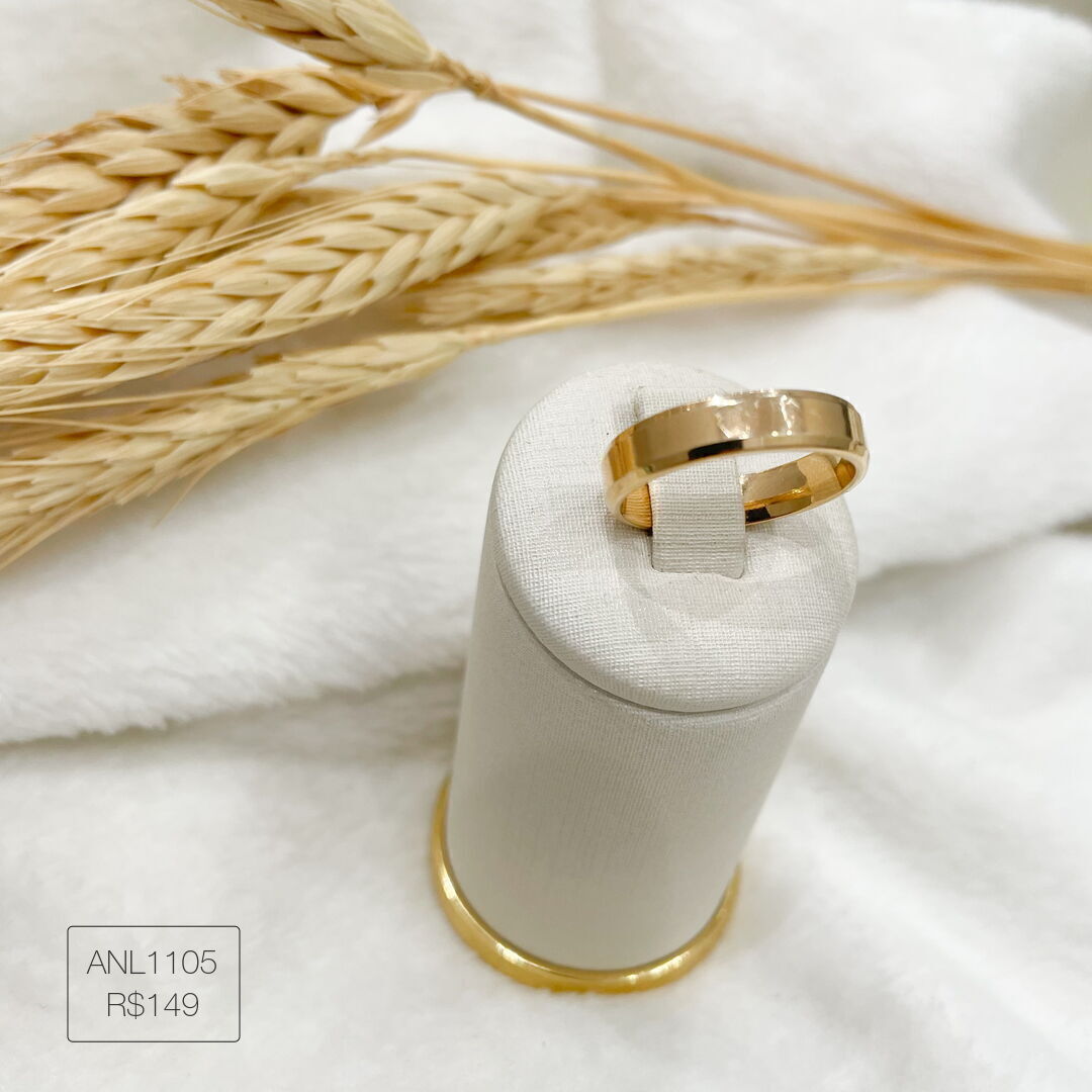 Aliança Reta Bisotada 4mm Dourada